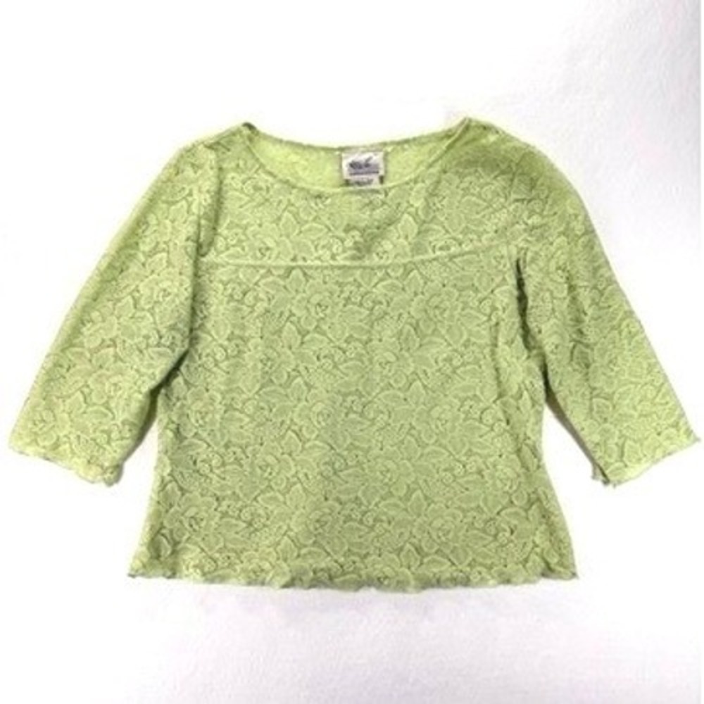 Vintage 90s Kathie Lee Green Floral Lace Top‎ Blouse Size L 12/14 USA